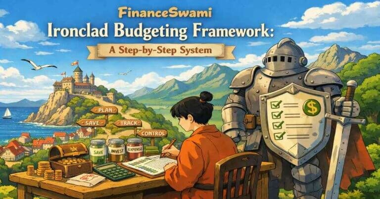 Budgeting framework showing a step-by-step system for planning, saving, and controlling money