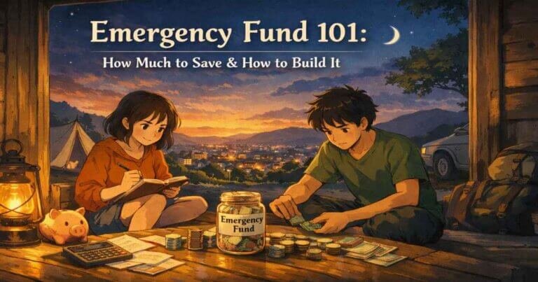 Emergency fund savings jar with cash set aside for unexpected expenses