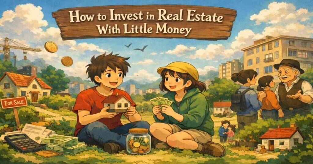 Beginner learning how to invest in real estate with little money by reviewing property and REIT investment options